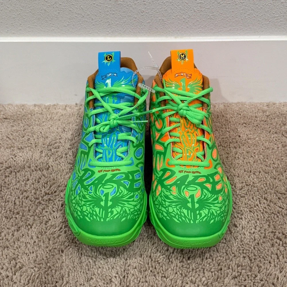 PUMA‎ Mens MB.03 TMNT Sneakers Basketball Slime Mismatched Rare Size 11.5